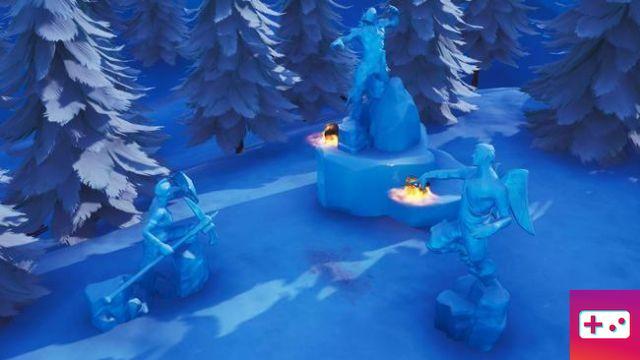 Fortnite: desafío de etapa de la semana 9: baile entre tres esculturas de hielo, tres dinosaurios, cuatro fuentes termales