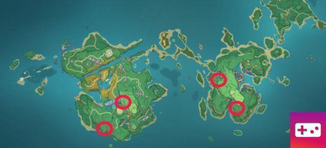 Todas las ubicaciones del Santuario Profundo de Inazuma